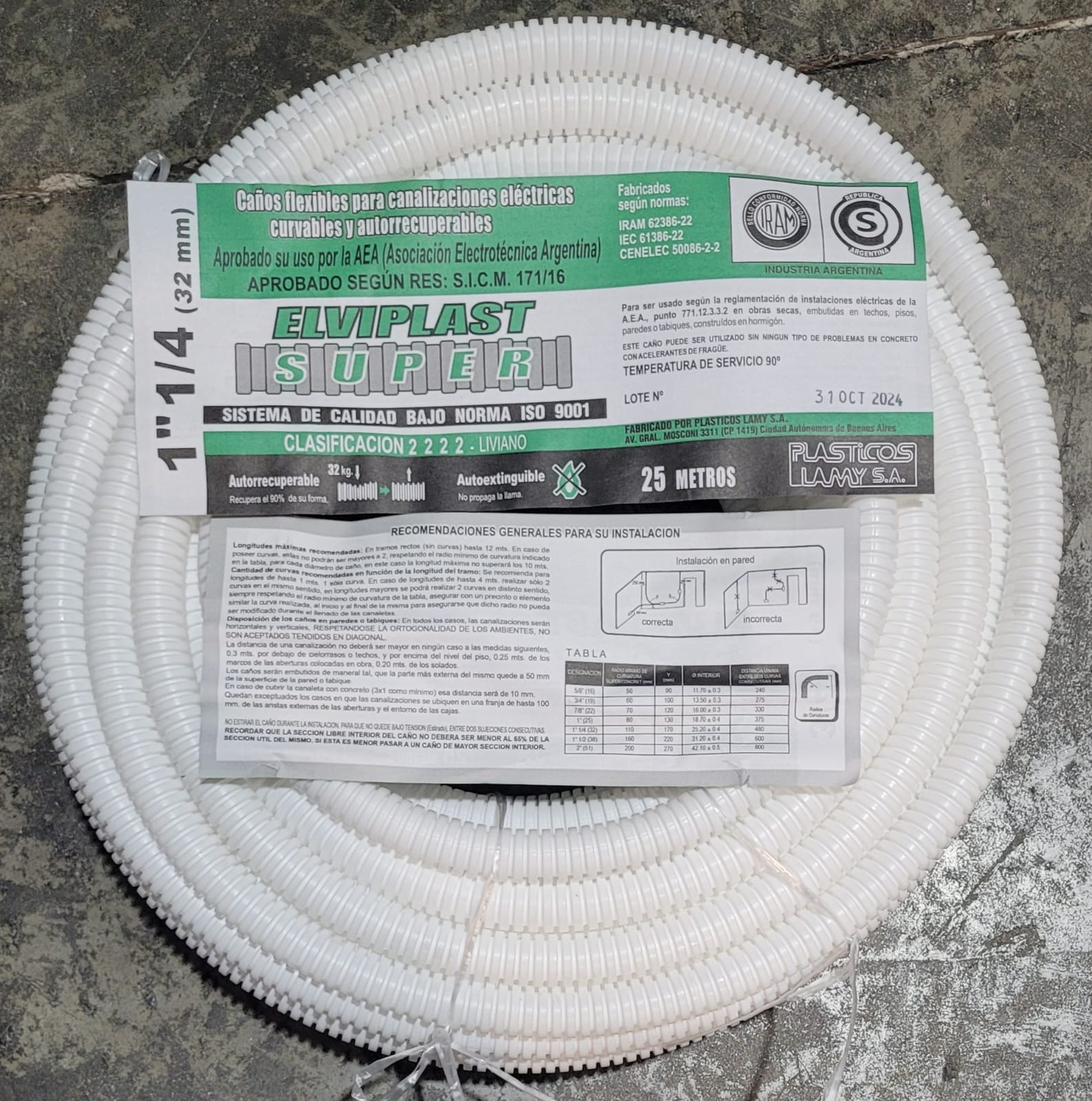 CAÑO CORRUGADO PVC 1 1/4 BLANCO ROLLO 25mts